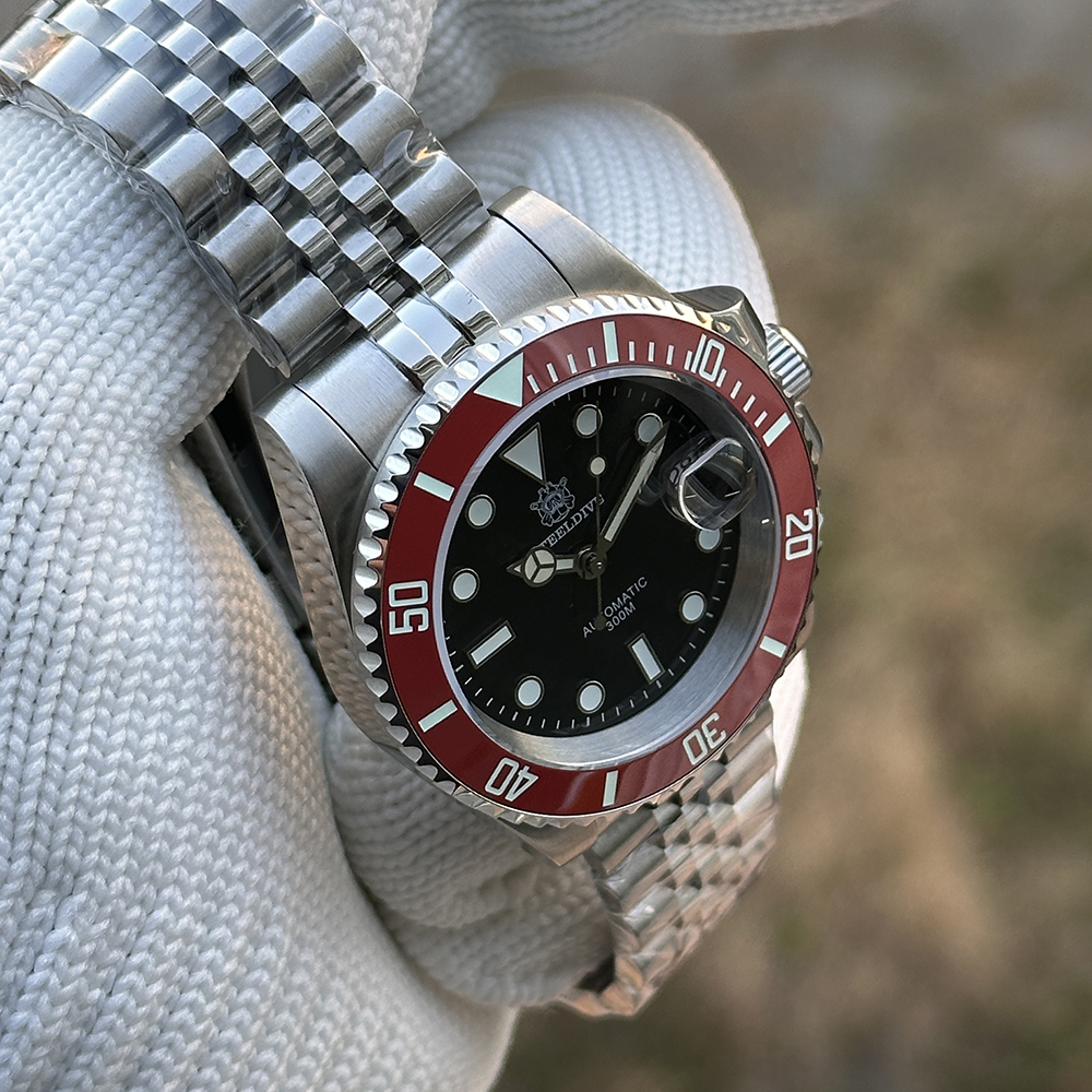 STEELDIVE Official SD1953 New Arrival Black Dial Red Bezel 300M NH35 Automatic Dive Watch