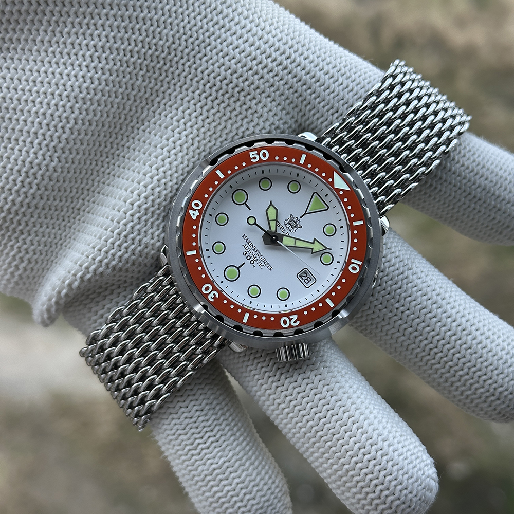 STEELDIVE Official SD1975N White Dial Orange Bezel 300M Waterproof NH35 Tuan Watch