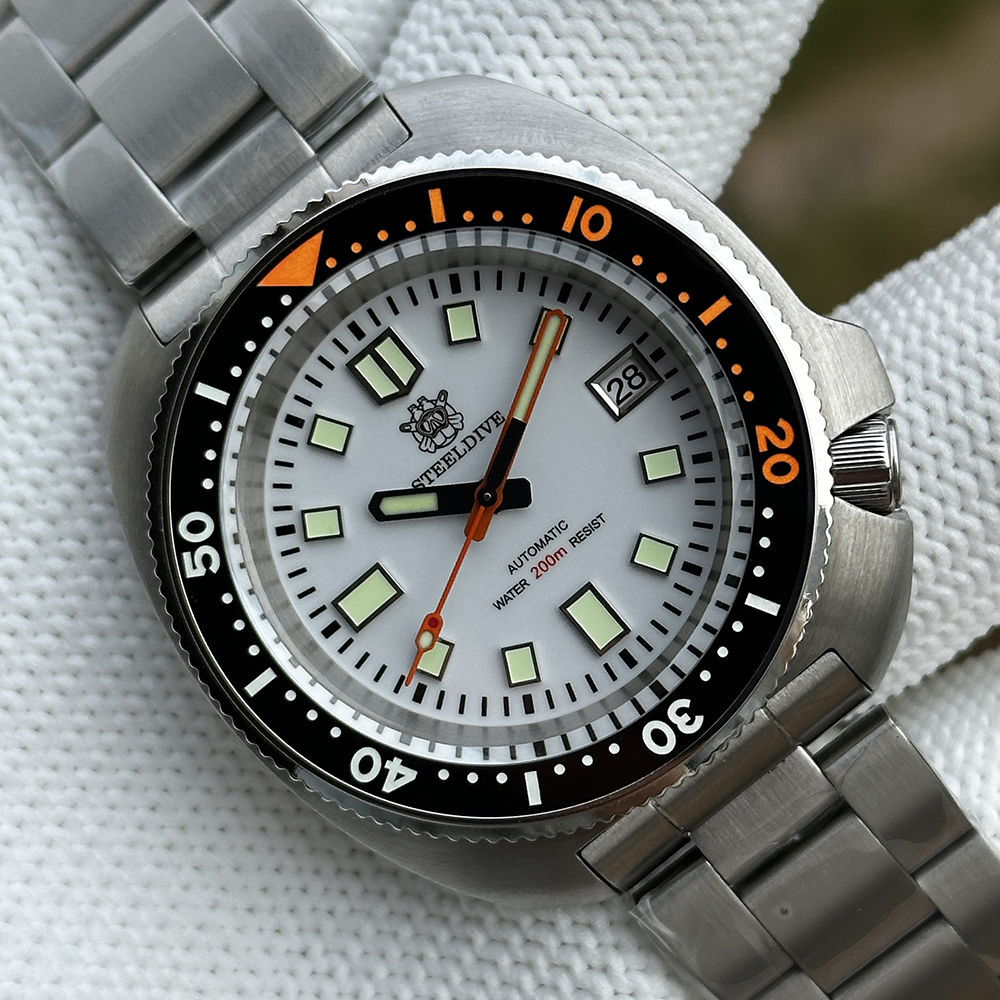 STEELDIVE Official SD1974C White Dial New Arrival NH35 Automatic 200m Dive Watch