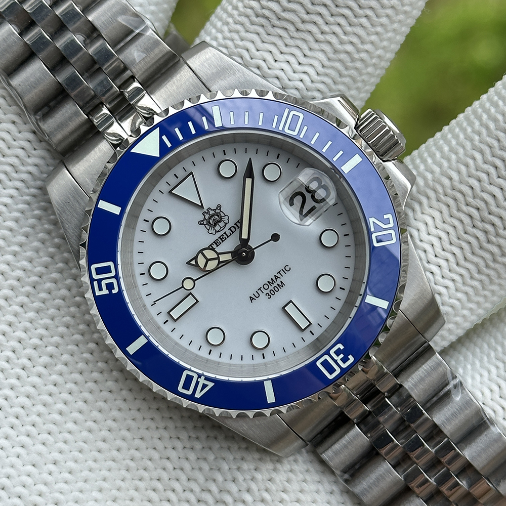 STEELDIVE Official SD1953 White Dial Swiss Luminous 40.5mm Case Japan NH35 Automatic Mens Dive Watch