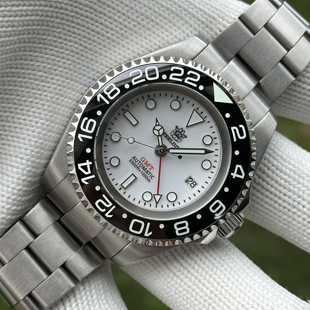 STEELDIVE Official SD1964GMT White Dial Ceramic Bezel Insert Sapphire Glass 1000M Waterproof NH34 Dive Watch