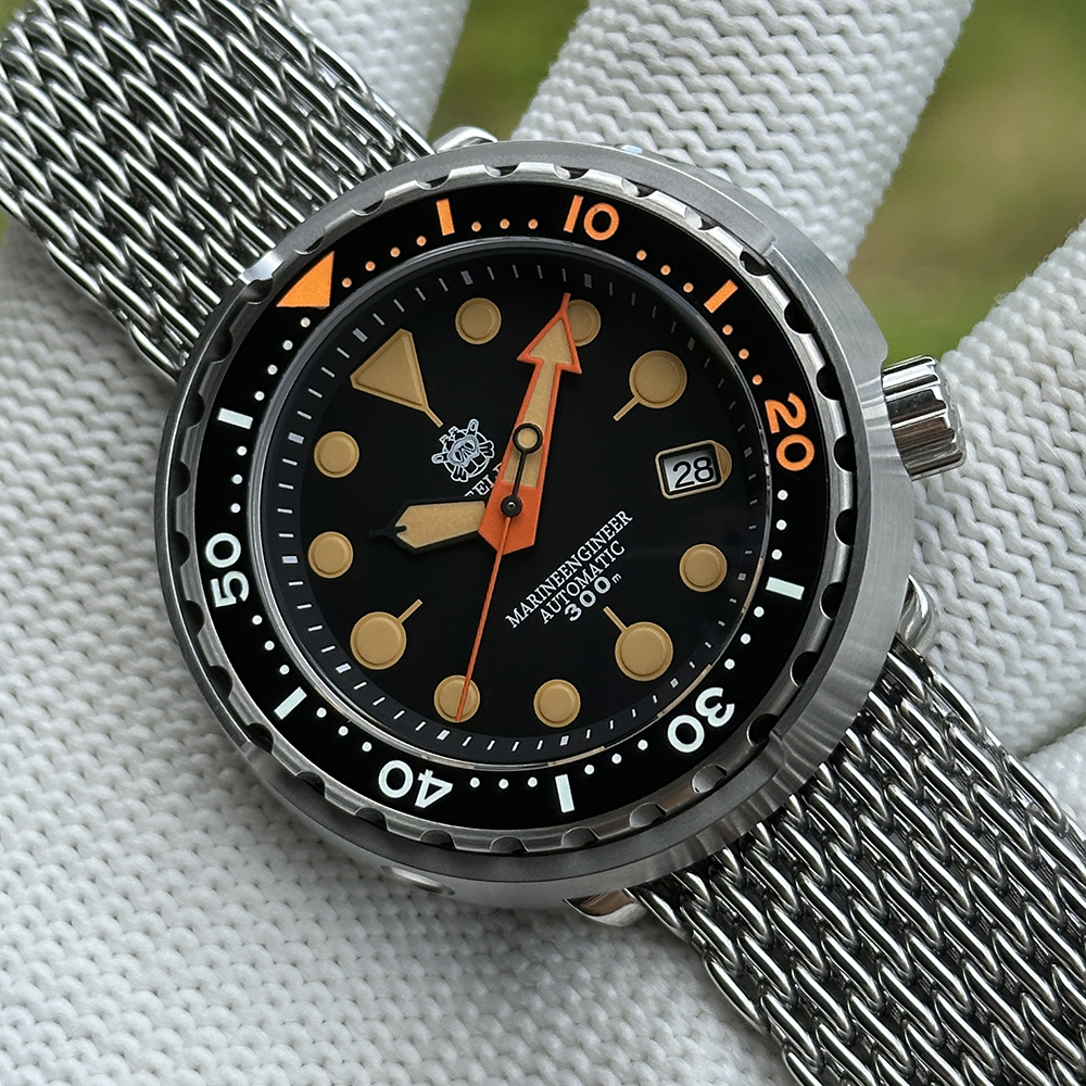 STEELDIVE Official SD1975V 47.5mm Case Mesh Band 300M Waterproof Japan Automatci Dive Watch Sapphire Glass