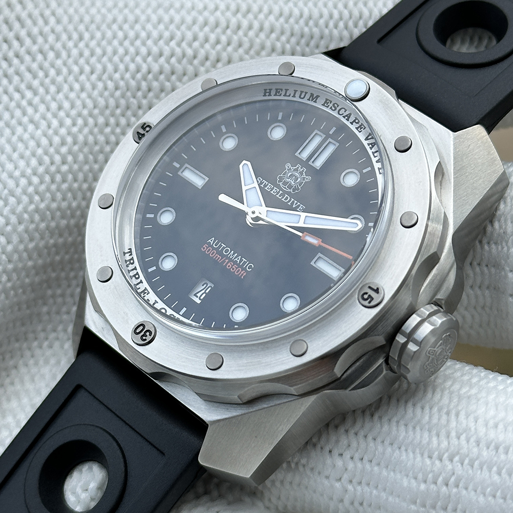 STEELDIVE Official SD1960 New Arrival 45MM Case 500M Waterproof Black Dial NH35 Automatic Mens Dive Watch Sapphire Glass
