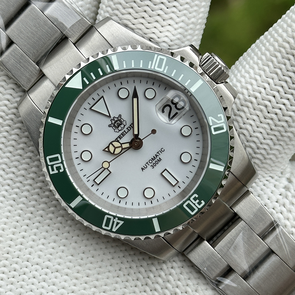 STEELDIVE Official SD1953 White Dial 40.5MM Case 300M Waterproof Japan NH35 Automatic Mens Dive Watch