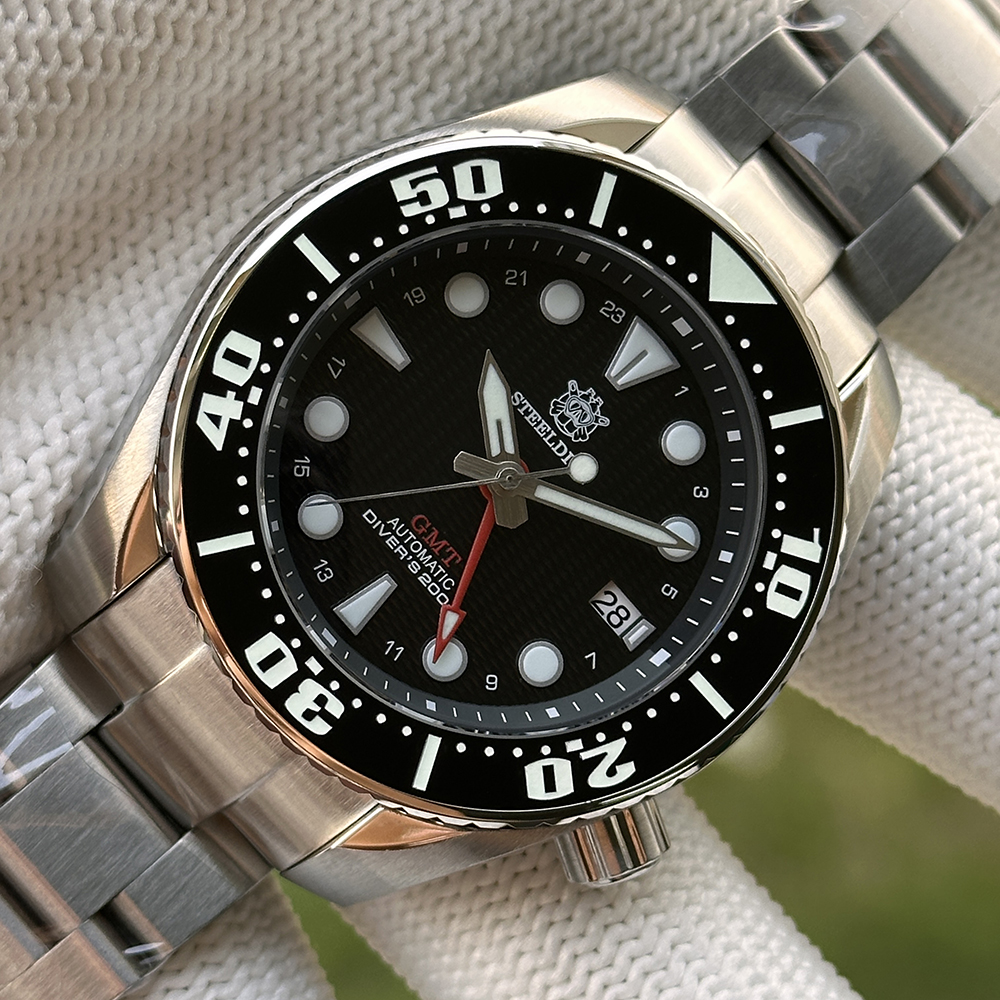 STEELDIVE Official SD1971GMT New Arrival 44.9MM Sapphire Glass Ceramic Bezel 200M Automatic Dive Watch
