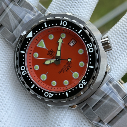 STEELDIVE Offcial SD1975 Matte Orange Dial 47.5MM Case Tuna Watch Sapphire Glass 300M Waterproof NH35 Automatic Mens Dive Watch