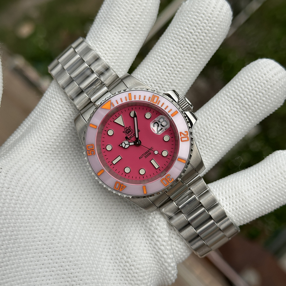 STEELDIVE Official SD1953C Hot Pink Dial 40.5MM Case Ceramic Bezel