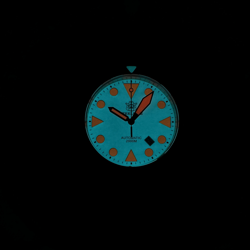 STEELDIVE Official SD1987S White Dial Orange Luminous 46.5MM Solid Bronze Case Sapphire Glass Mens NH35 Automatic Dive Watch