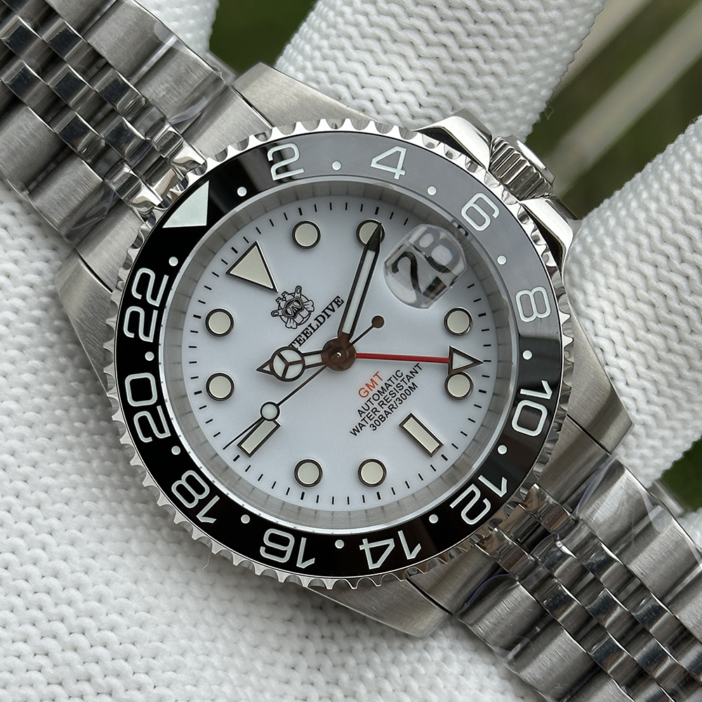 STEELDIVE Official SD1993 White Dial Sapphire Glass Japan NH34 GMT 300M Auatomtic Mens Dive Watch
