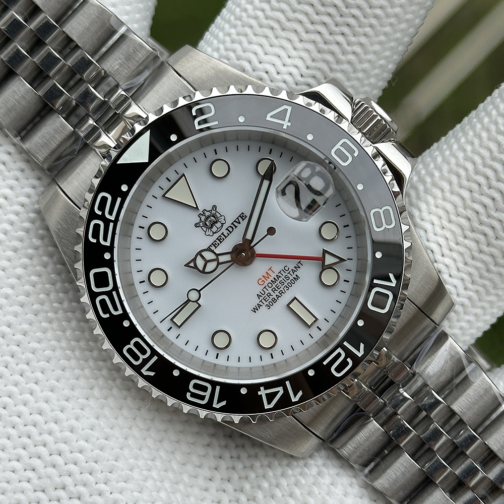 STEELDIVE Official SD1993 White Dial Sapphire Glass Japan NH34 GMT 300M Auatomtic Mens Dive Watch