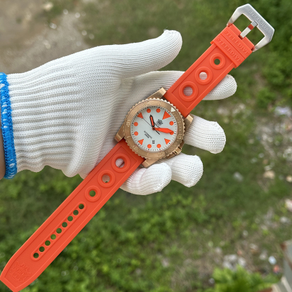 STEELDIVE Official SD1987S White Dial Orange Luminous 46.5MM Solid Bronze Case Sapphire Glass Mens NH35 Automatic Dive Watch