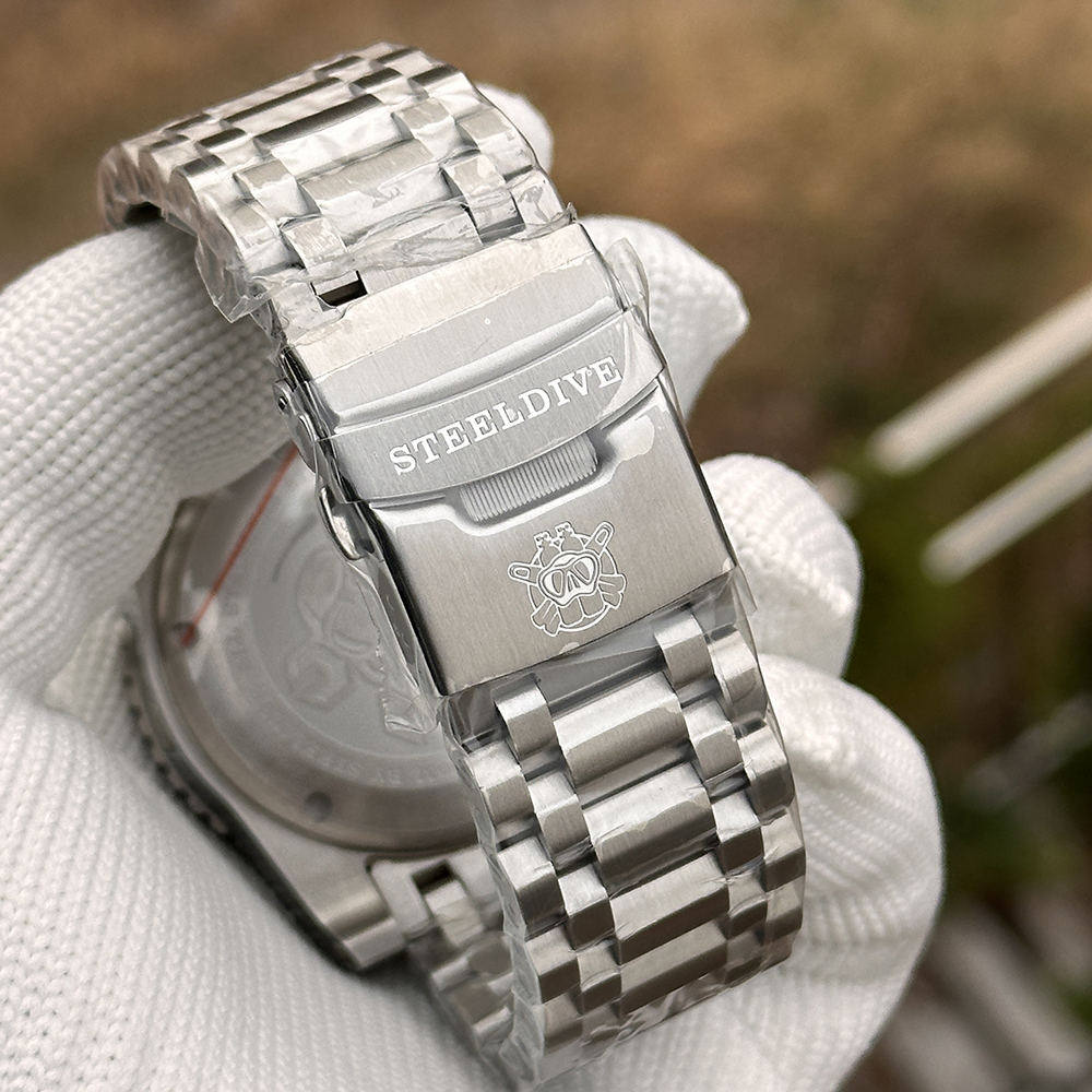 STEELDIVE Official SD1987 Replacement 24MM Curved Endlink Tank Bracelet with Milled Clasp