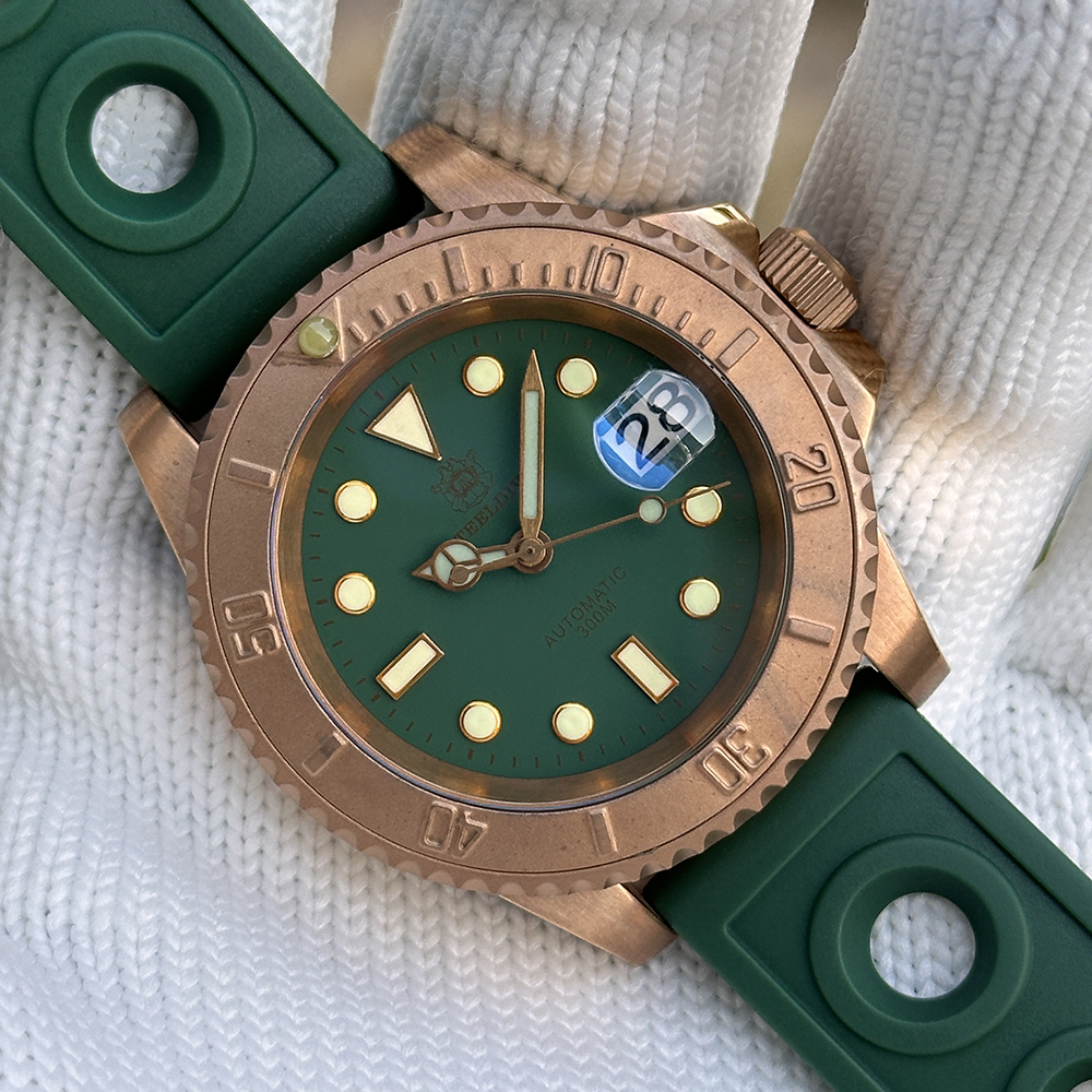 STEELDIVE Official SD1953S Green Dial Cermaic Bronze Bezel Swiss Luminous 300M Waterproof NH35 Mens Automatic Dive Watch
