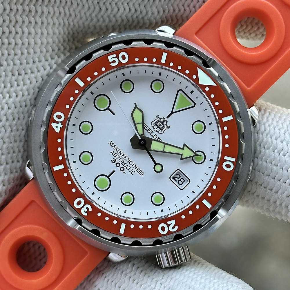 STEELDIVE Official SD1975N White Dial Orange Bezel 