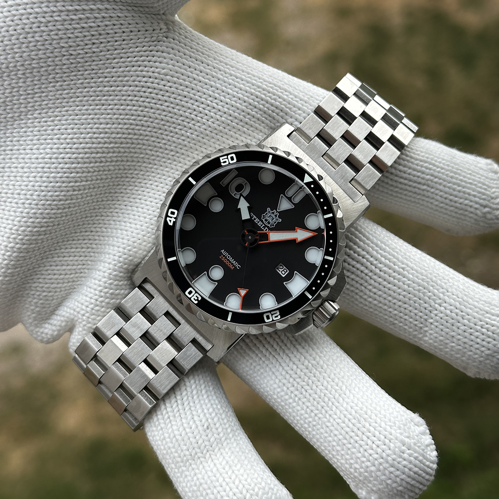 STEELDIVE Official SD1982H Date Function 46.5MM Sapphire Glass Ceramic Bezel NH35 Automatic Dive Watch