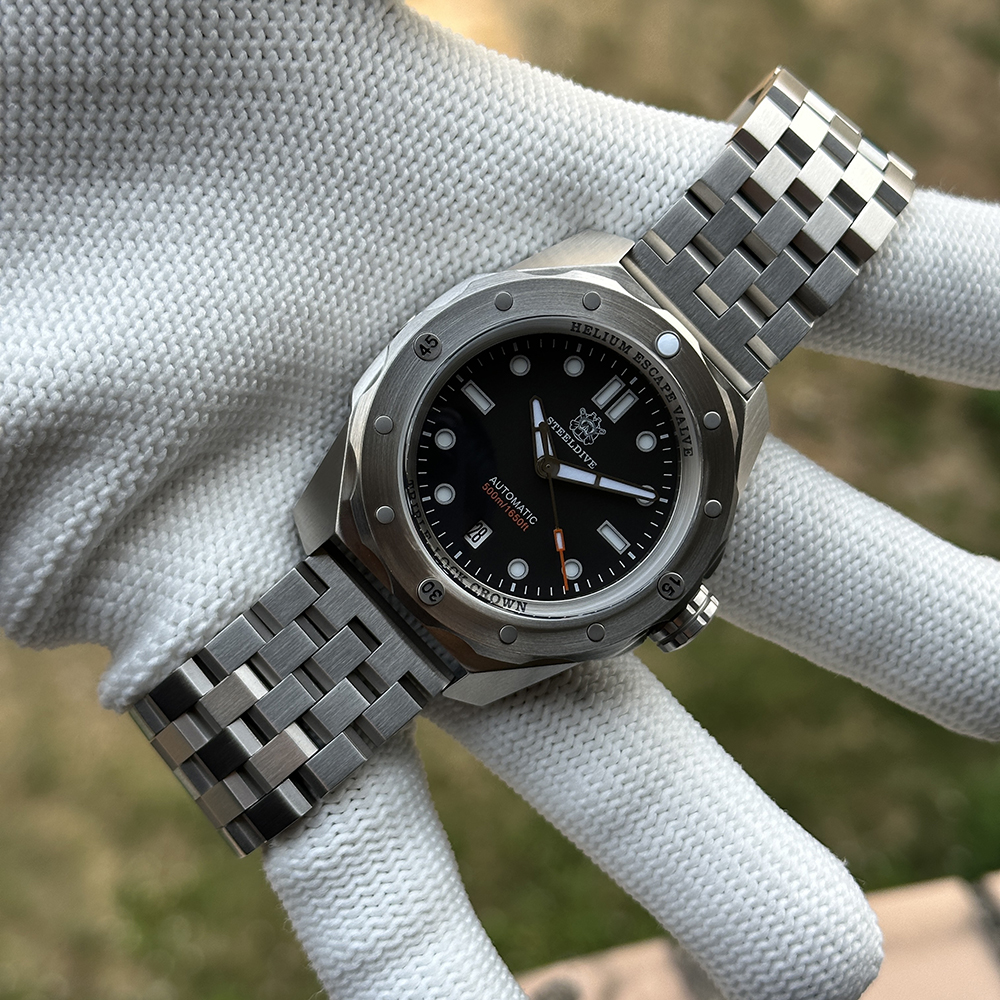 STEELDIVE Official SD1960 New Arrival 45MM Case 500M Waterproof Black Dial NH35 Automatic Mens Dive Watch Sapphire Glass
