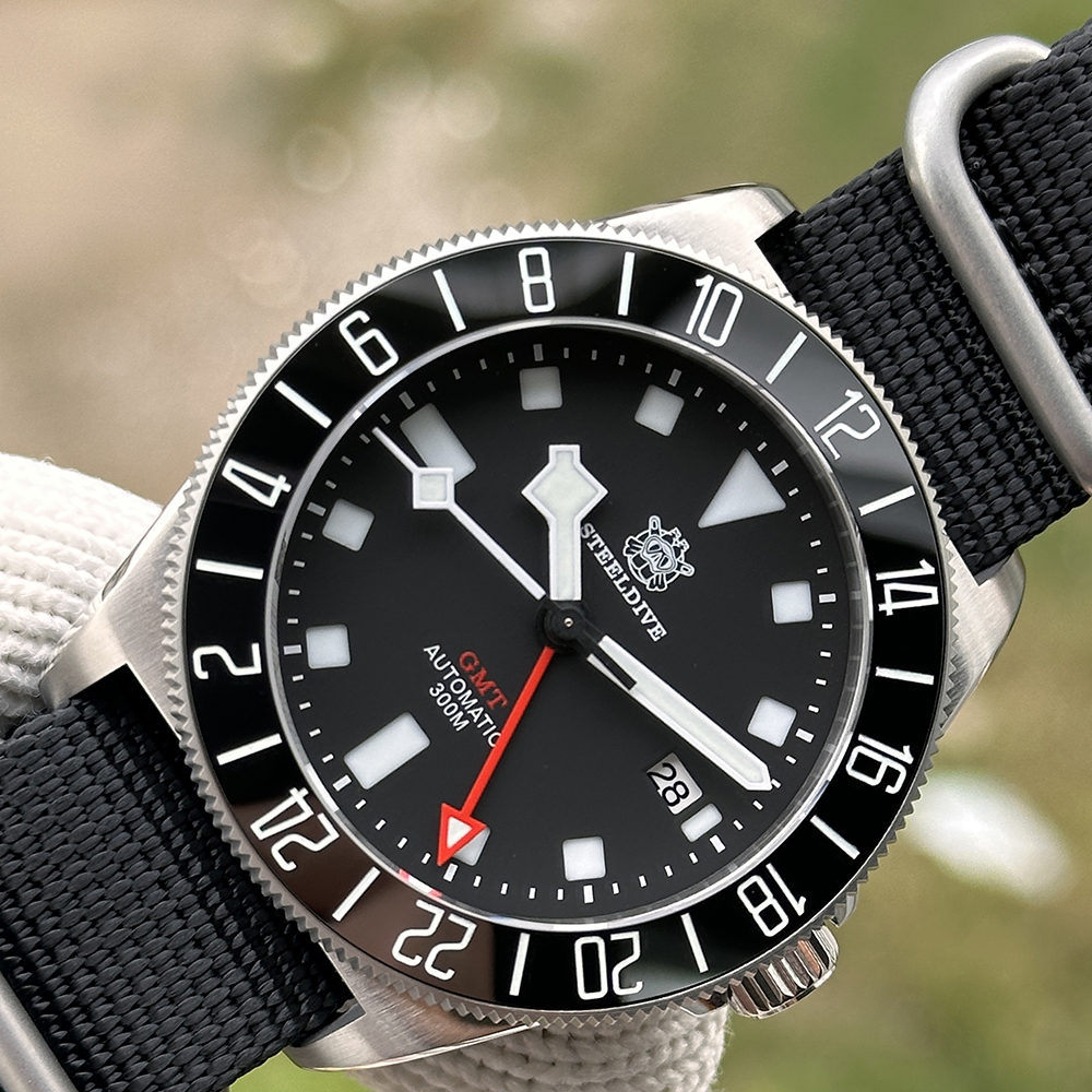 STEELDIVE Official SD1925GMT BGW9 Blue Luminous 300M Waterproof