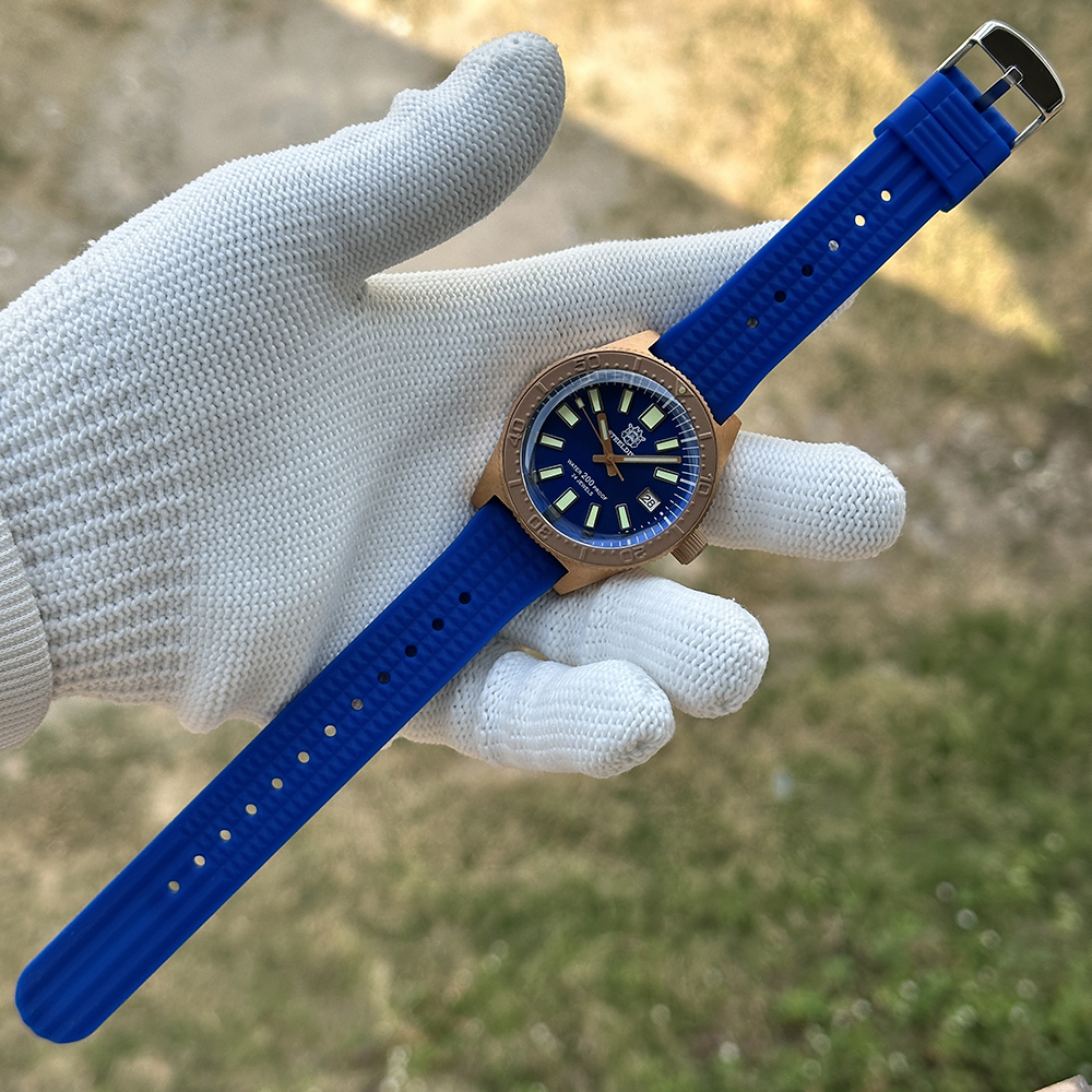 STEELDIVE Official SD1962S Blue Dial 200M Waterproof 41.9MM Bronze Case NH35 Automatic Mens Dive Watch