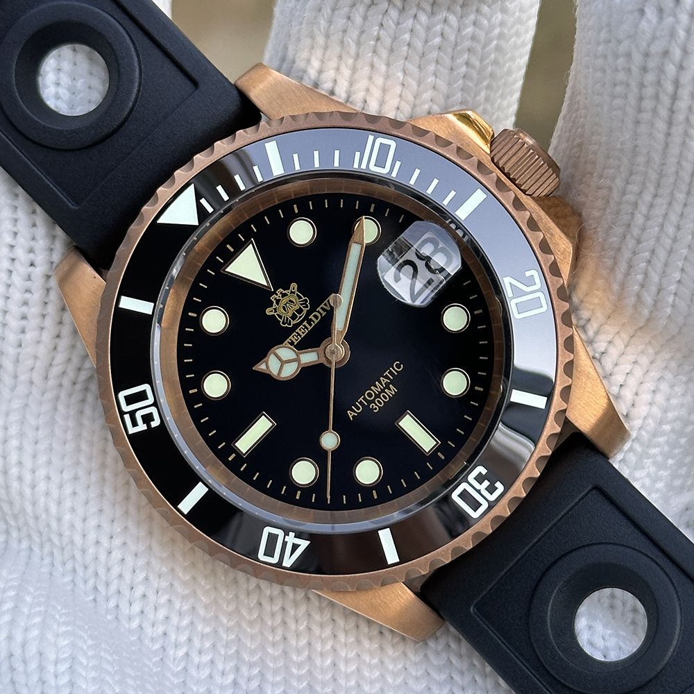 STEELDIVE Official SD1953S Solid Bronze 40.5MM Swiss Luminous 300M Waterproof NH35 Automatic Mens Dive Watch
