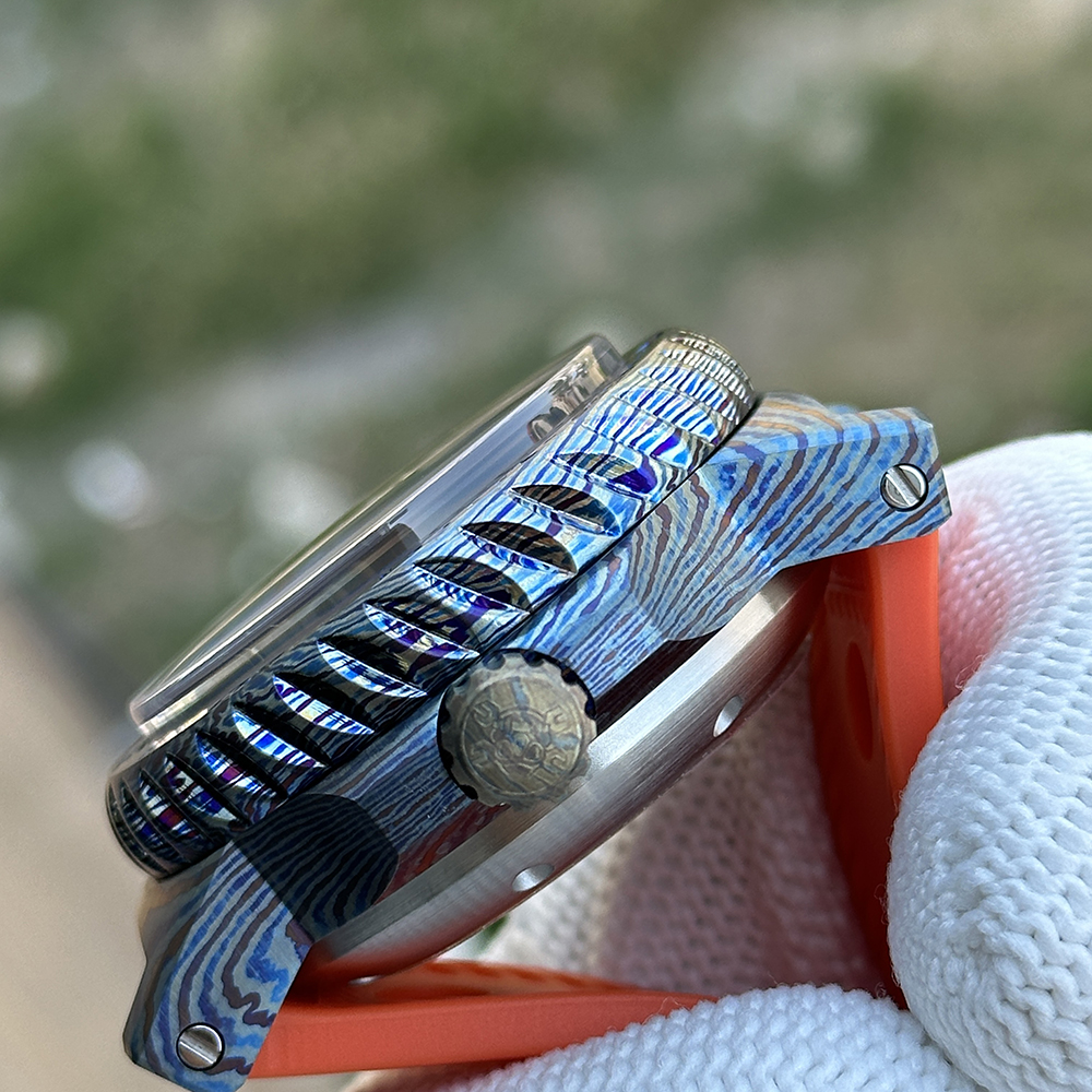 STEELDIVE Official SD1982Y 46.5MM Titanium Damascus Unique Design NH35 Automatic Dive Watch Sapphire Glass