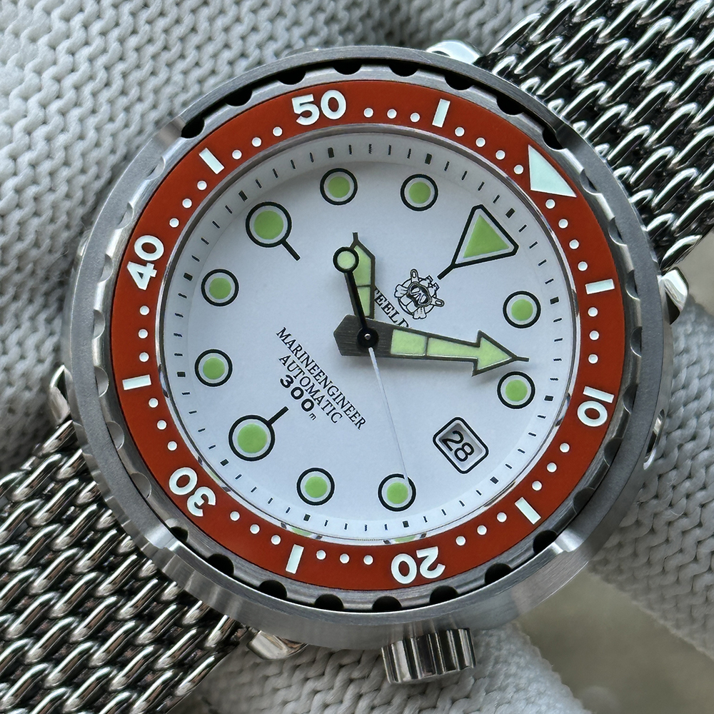 STEELDIVE Official SD1975N White Dial Orange Bezel 300M Waterproof NH35 Tuan Watch