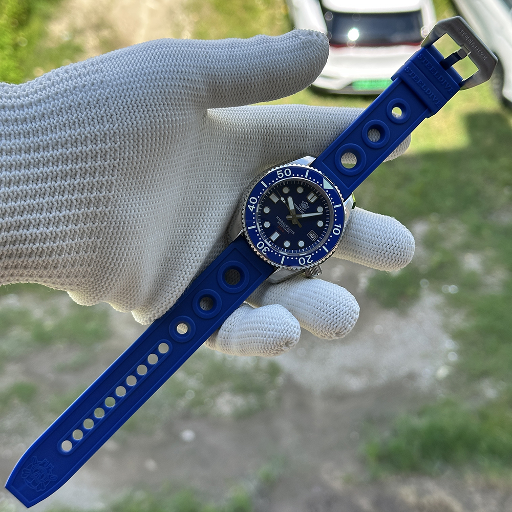 STEELDIVE Official SD1968 Blue Dial 44mm One-piece Case Sapphire Crystal NH35 Automatic Men Dive Watch