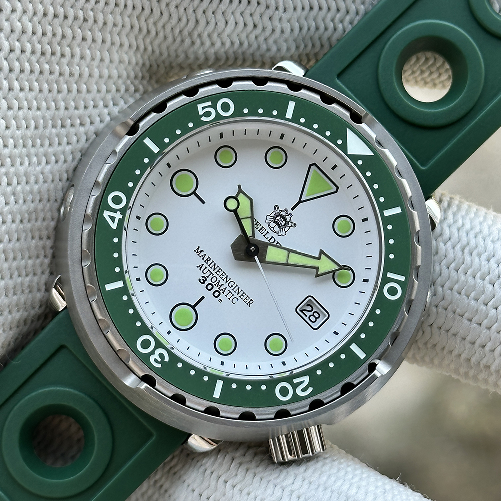 STEELDIVE Official SD1975N White Dial Green Bezel 300M Waterproof NH35 Tuan Watch