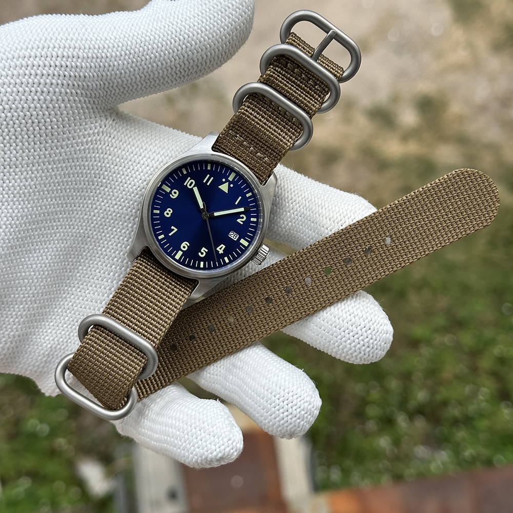 STEELDIVE Official SD1940 No Logo 39mm Pilot Watch 200m Waterproof Mens NH35 Automatic Dive Watch