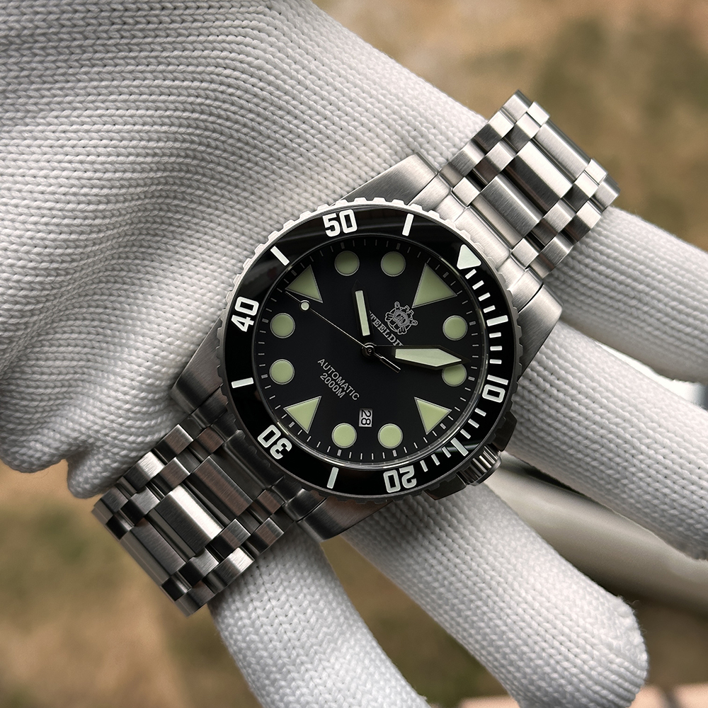 STEELDIVE Official SD1987 Unique Design Tank Bracelet 2000M Waterproof Japan NH35 Automatic Dive Watch for Men