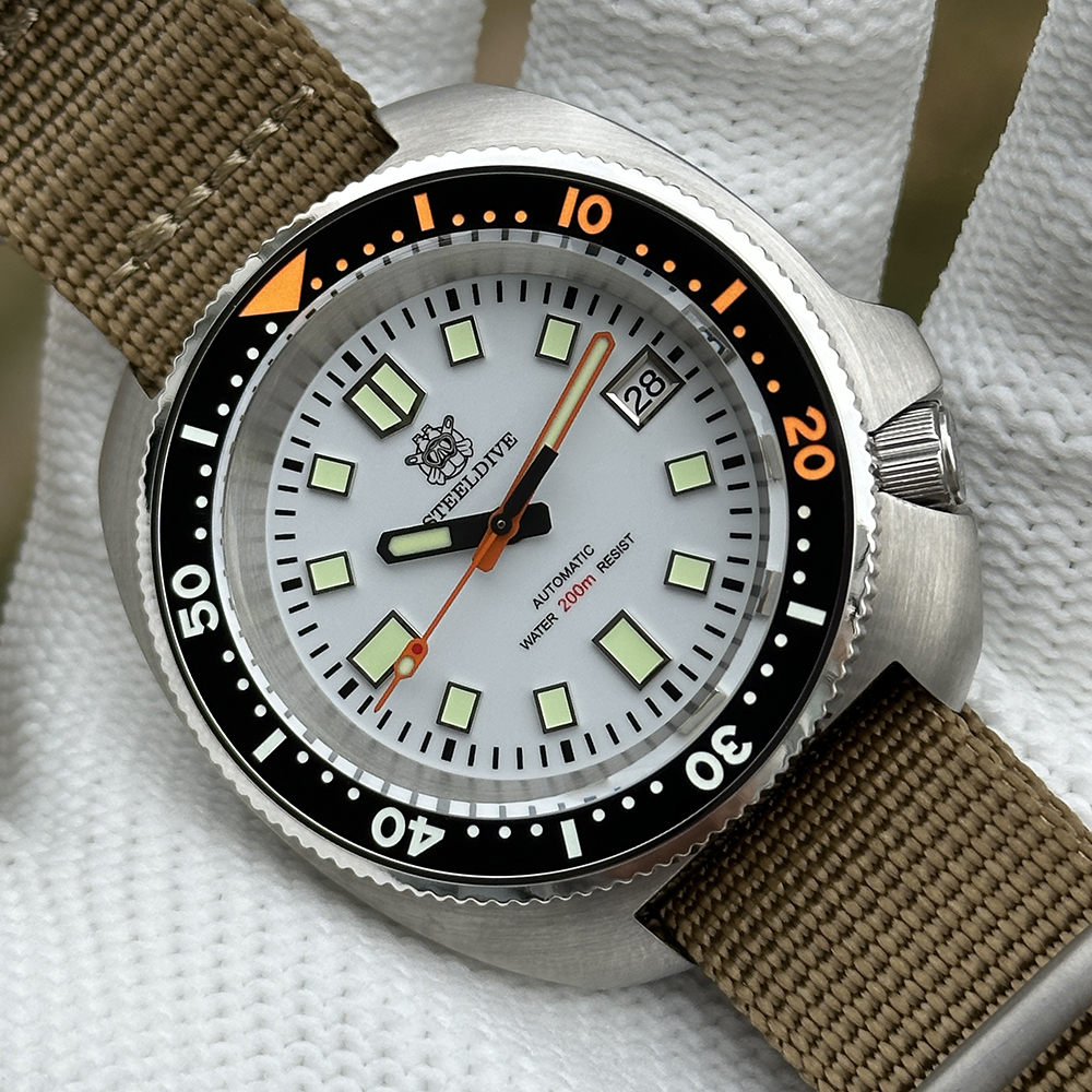 STEELDIVE Official SD1974C White Dial New Arrival NH35 Automatic 200m Dive Watch 