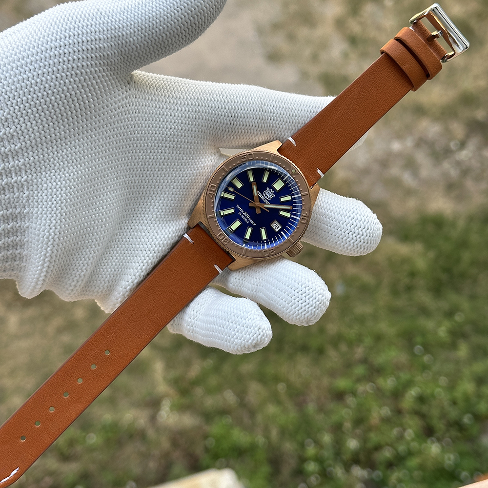 STEELDIVE Official SD1962S Blue Dial 200M Waterproof 41.9MM Bronze Case NH35 Automatic Mens Dive Watch
