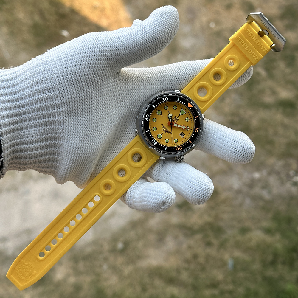 STEELDIVE Official SD1975C Matte Yellow Dial 47.5MM Case 300M Waterproof NH35 Japan Movement Automatic Mens Dive Watch