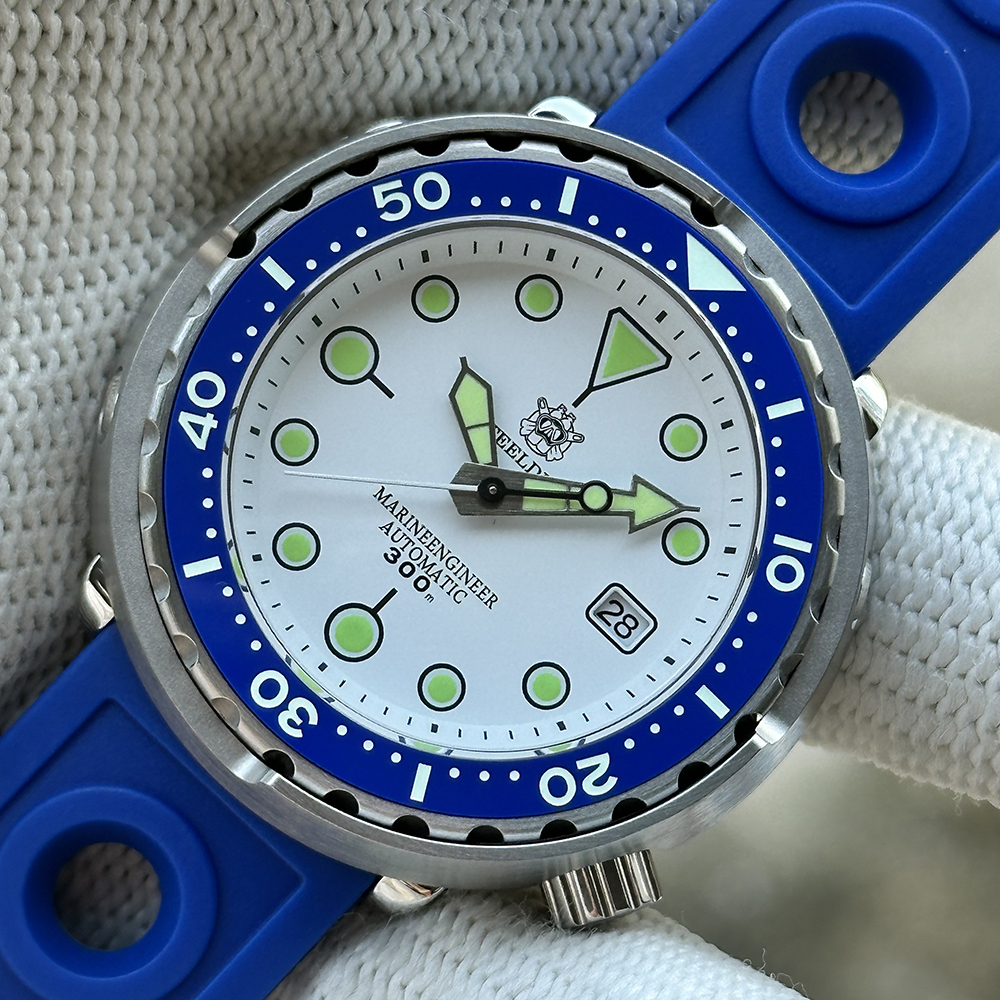 STEELDIVE Official SD1975N White Dial Blue Bezel 300M Waterproof NH35 Tuan Watch