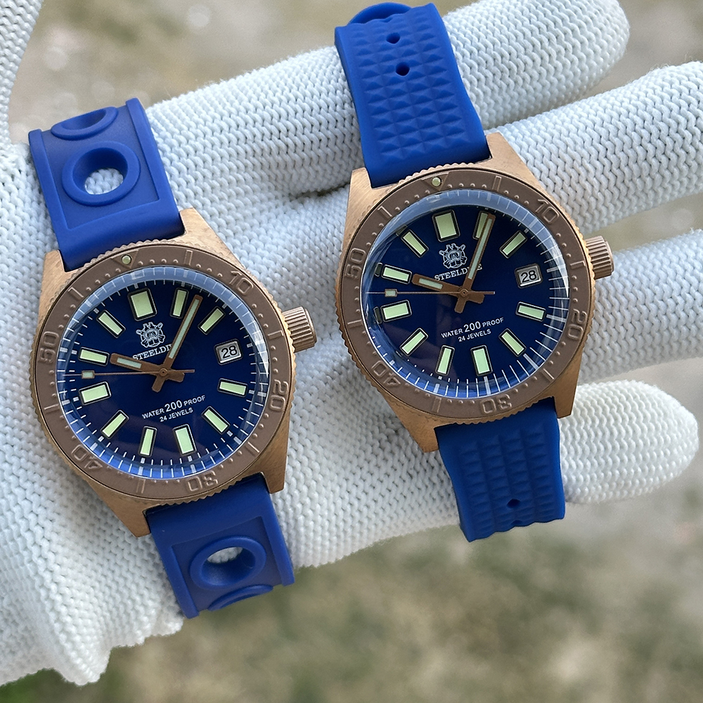 STEELDIVE Official SD1962S Blue Dial 200M Waterproof 41.9MM Bronze Case NH35 Automatic Mens Dive Watch