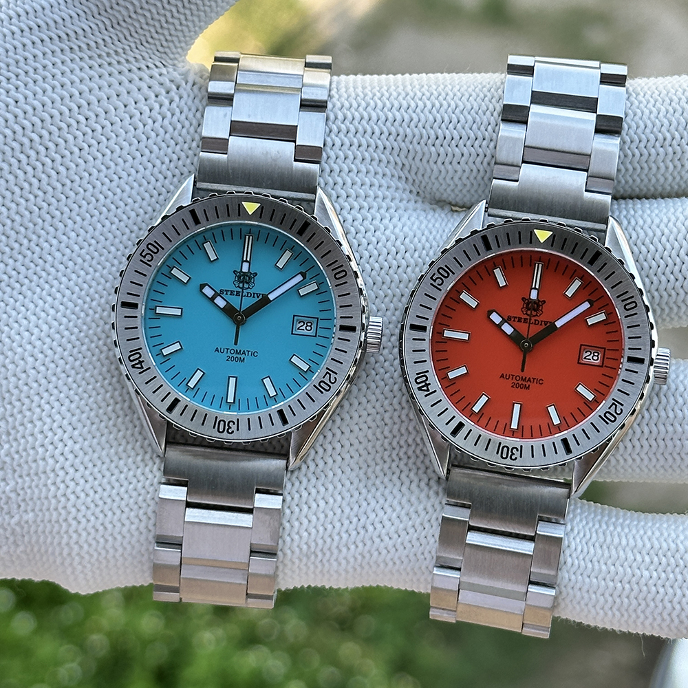 STEELDIVE Official SD1927 Orange Dial Steel Bezel Insert 42MM Case Japan NH35 Automatic Mens Dive Watch