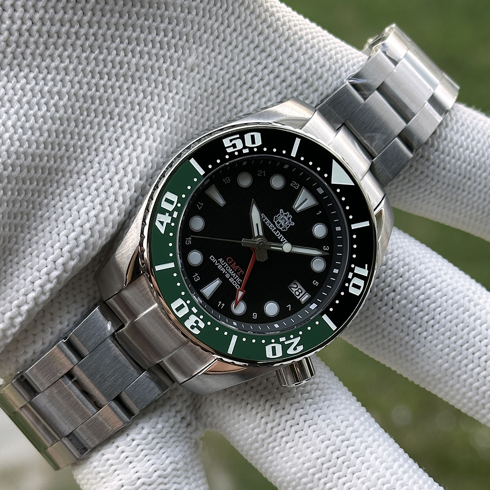 STEELDIVE Official SD1971GMT New Arrival 44.9MM Sapphire Glass Ceramic Bezel 200M Automatic Dive Watch