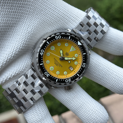STEELDIVE Official SD1975 Sunray Yellow Dial Swiss Luminous 300M Waterproof Sapphire Glass NH35 Automatic Mens Dive Watch