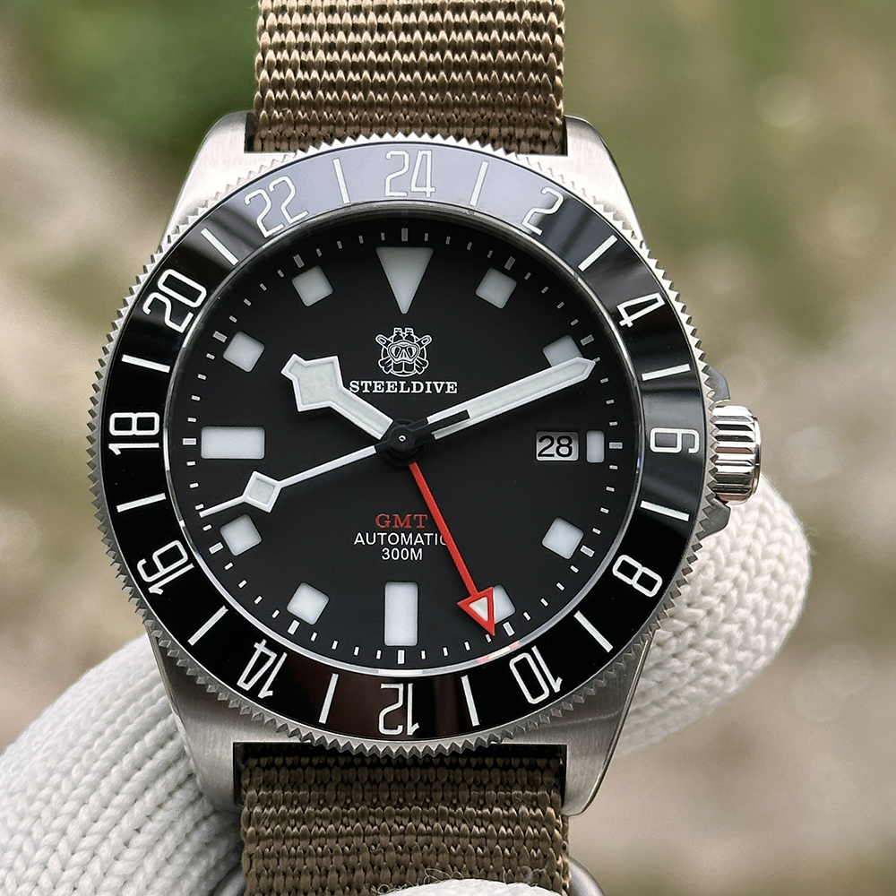 STEELDIVE Official SD1925GMT BGW9 Blue Luminous 300M Waterproof