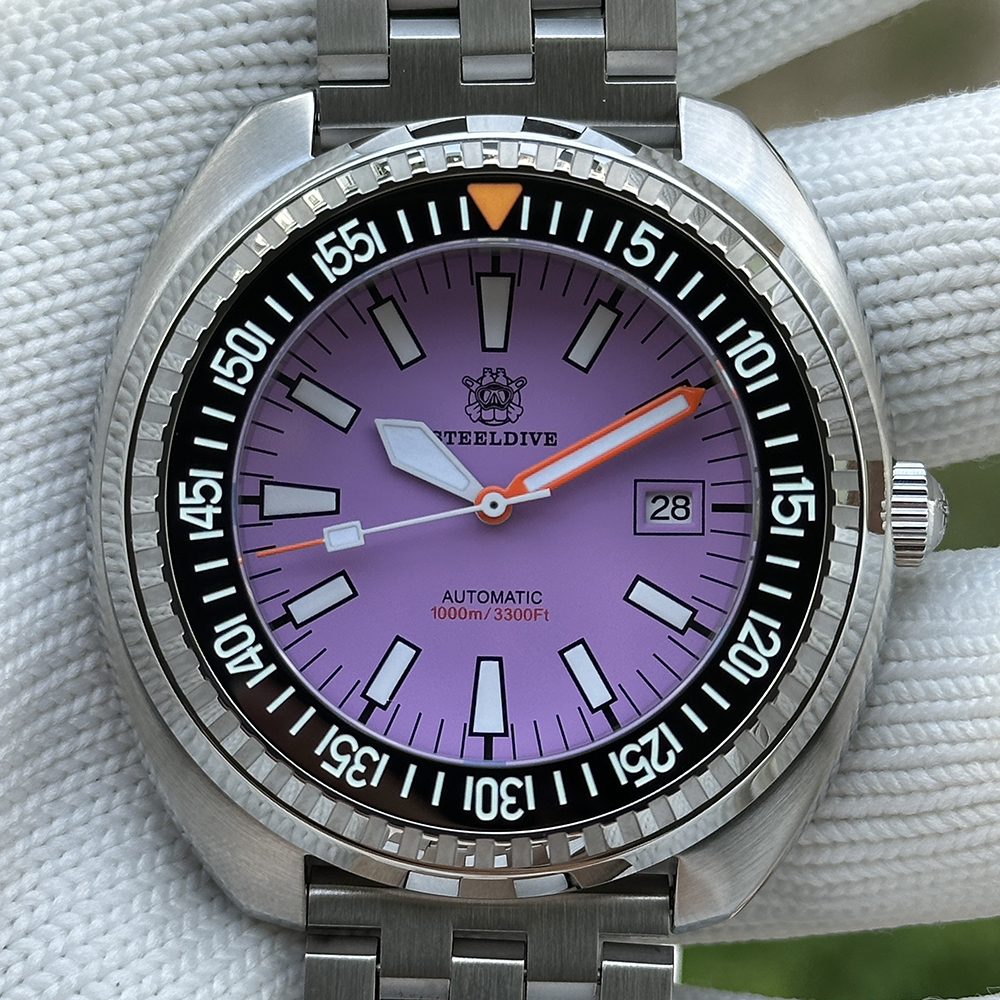 STEELDIVE Official SD1983 Purple Dial Sapphire Glass 1000M Water Resistant NH35 Automatic Dive Watch 