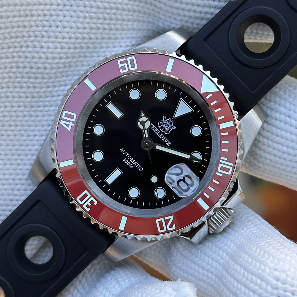 STEELDIVE Official SD1953 New Arrival Black Dial Red Bezel 300M NH35 Automatic Dive Watch