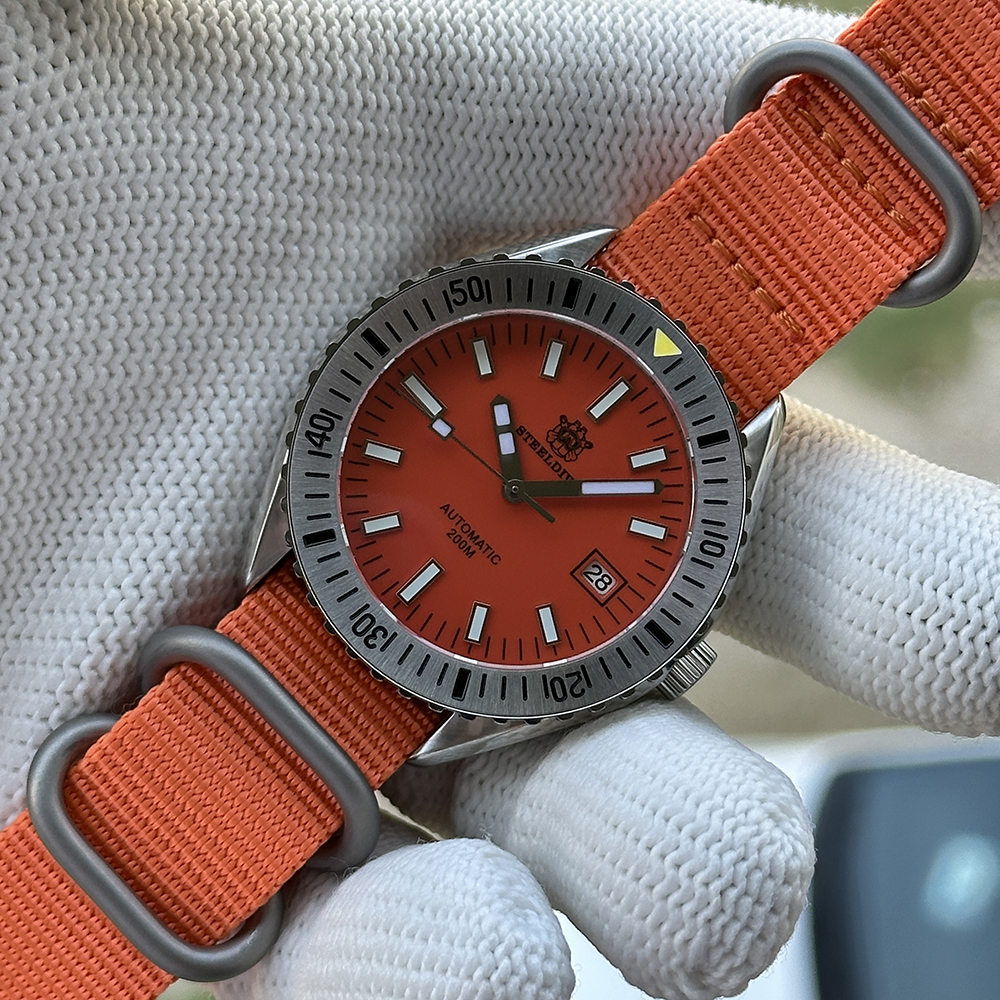 STEELDIVE Official SD1927 Orange Dial Steel Bezel Insert 42MM Case Japan NH35 Automatic Mens Dive Watch