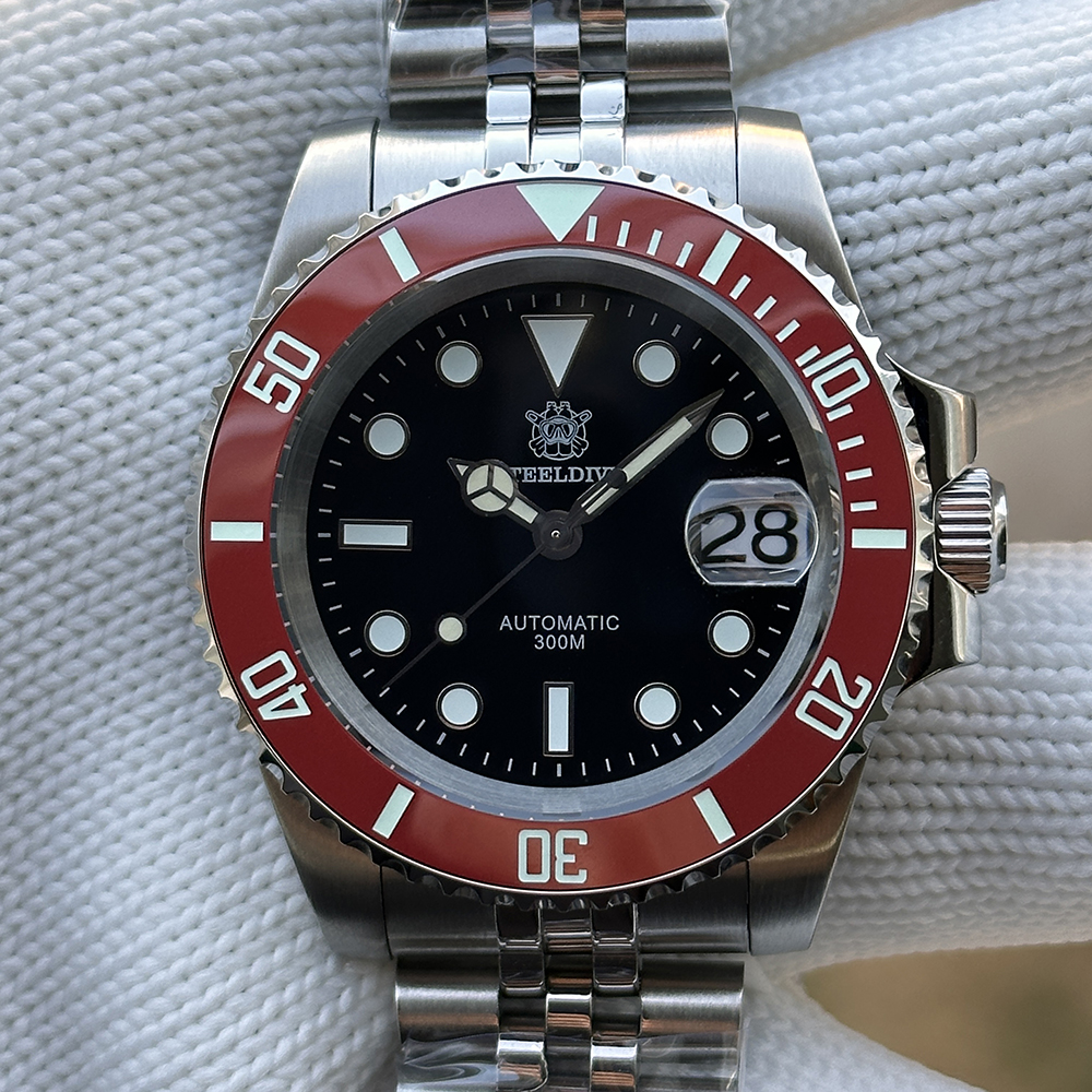 STEELDIVE Official SD1953 New Arrival Black Dial Red Bezel 300M NH35 Automatic Dive Watch