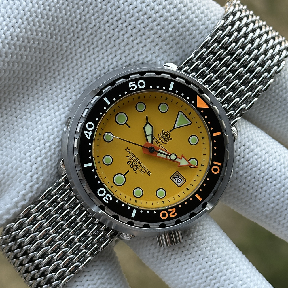 STEELDIVE Official SD1975C Matte Yellow Dial 47.5MM Case 300M Waterproof NH35 Japan Movement Automatic Mens Dive Watch
