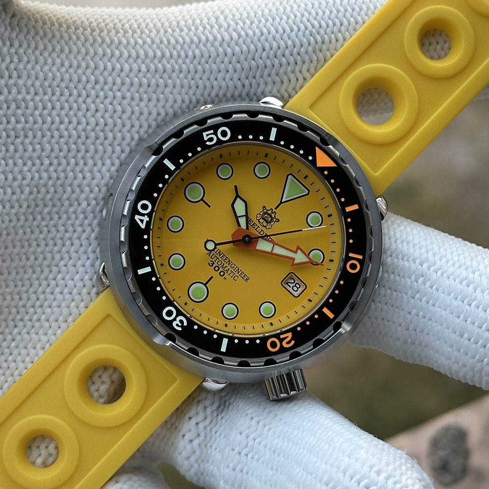 STEELDIVE Official SD1975C Matte Yellow Dial 47.5MM Case 300M Waterproof NH35 Japan Movement Automatic Mens Dive Watch
