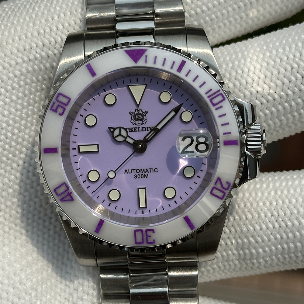 STEELDIVE Official SD1953C Purple Dial Two-tone Ceramic Bezel Insert 300M Waterproof Japan NH35 Automatic Dive Watch