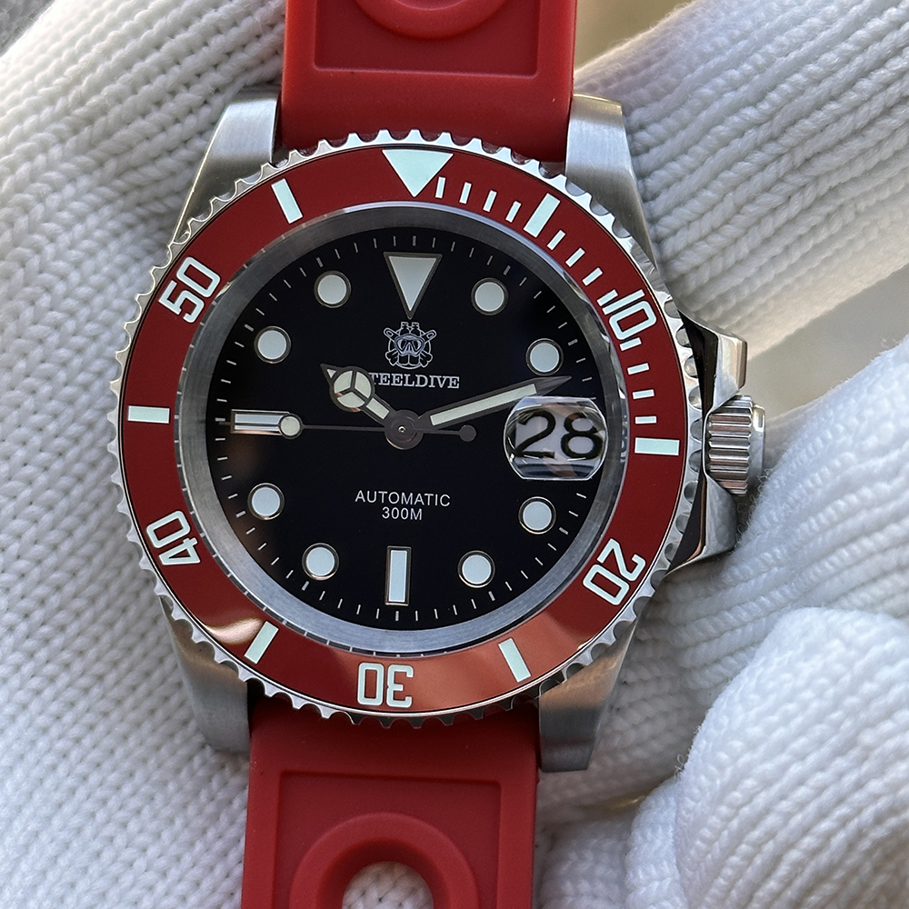 STEELDIVE Official SD1953 New Arrival Black Dial Red Bezel 300M NH35 Automatic Dive Watch