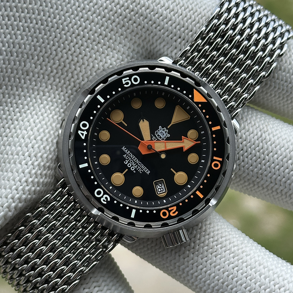 STEELDIVE Official SD1975V 47.5mm Case Mesh Band 300M Waterproof Japan Automatci Dive Watch Sapphire Glass