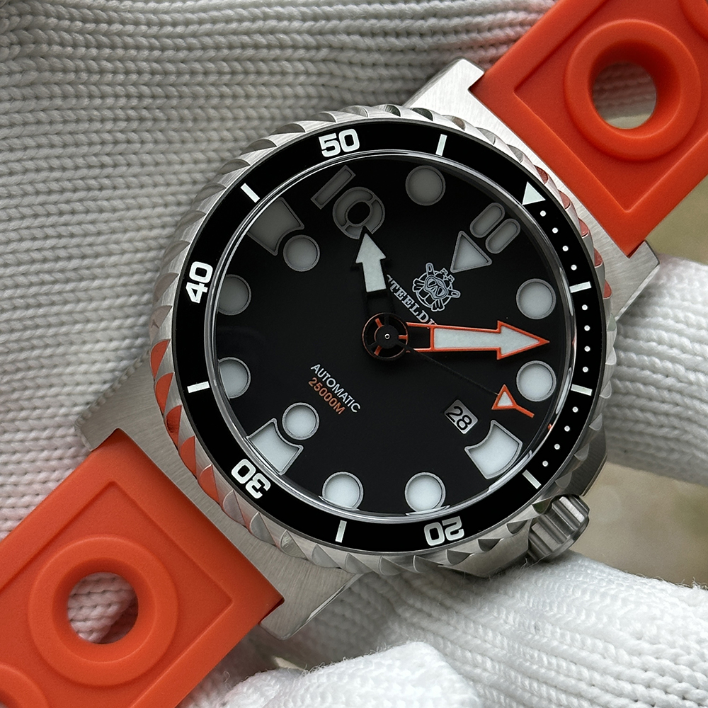 STEELDIVE Official SD1982H Date Function 46.5MM Sapphire Glass Ceramic Bezel NH35 Automatic Dive Watch