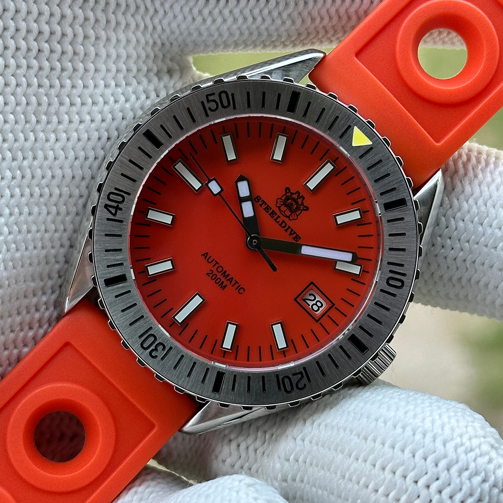 STEELDIVE Official SD1927 Orange Dial Steel Bezel Insert 42MM Case Japan NH35 Automatic Mens Dive Watch