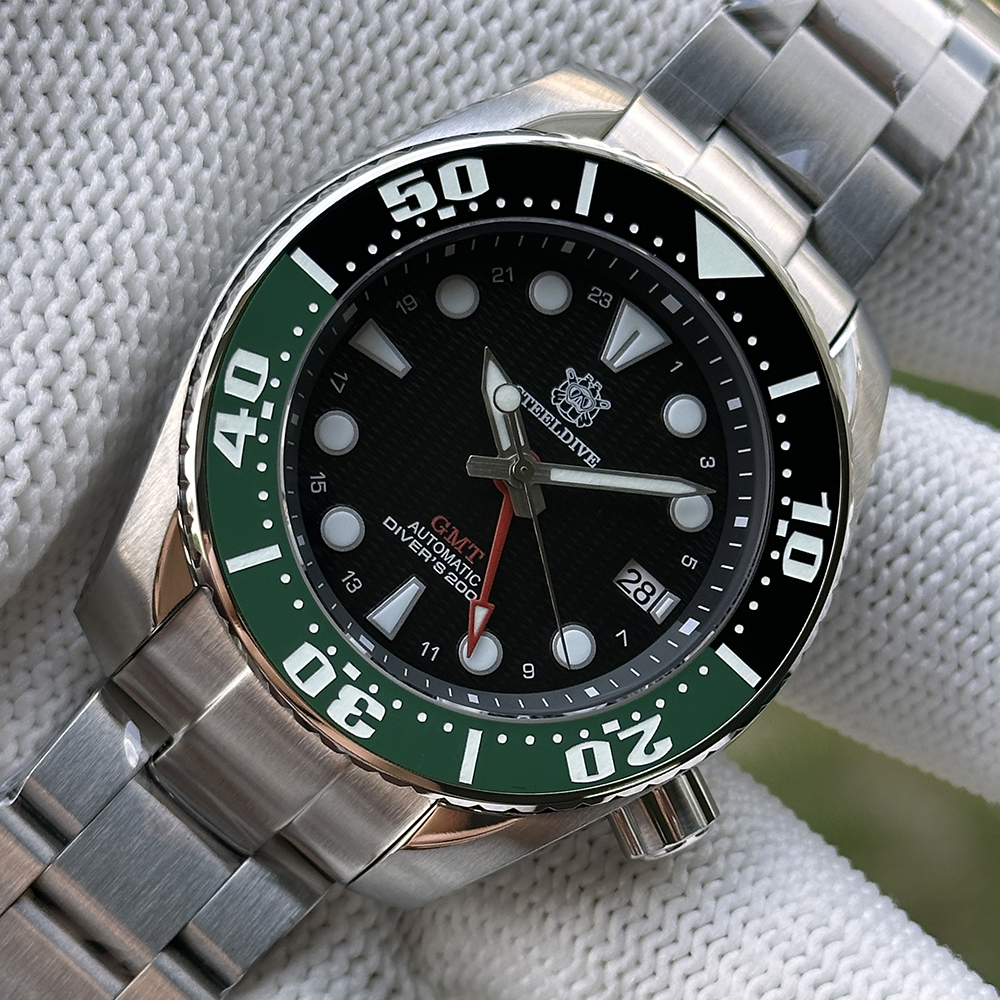 STEELDIVE Official SD1971GMT New Arrival 44.9MM Sapphire Glass Ceramic Bezel 200M Automatic Dive Watch